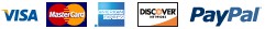 We accept Visa, Mastercard, American Express, Discover, Paypal