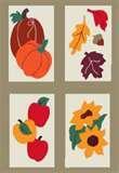 Create a simple autumn banner using pumpkins, apples, leaves  & flower appliques