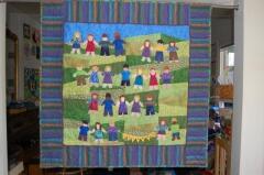 The auction is in two weeks. Right now the quilt is hanging up in the classroom so everyone can enjoy it before it goes to its new family.Thanks again for helping me with this project. I hope we can collaborate again.Elizabeth Olney, Pacific Grove, CA
