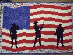 2014, May, Carol made this flag quilt as a tribute to her son who had served 23 years in the Army & finally retired this year & is home safe & sound.  Also a tribute to all those who are still serving & to those who gave the ultimate sacrifice