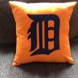 2015, March - Connie K. made the pillow with the "D"  letter for her grandson Jamie. The letter was very distinctive against the orange fabric. Connie took advantage of our custom laser cutting service.