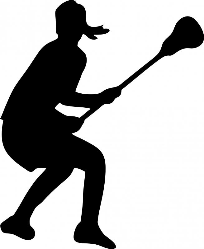 Lacrosse Player 2 Silhouette Die Cut Appliques