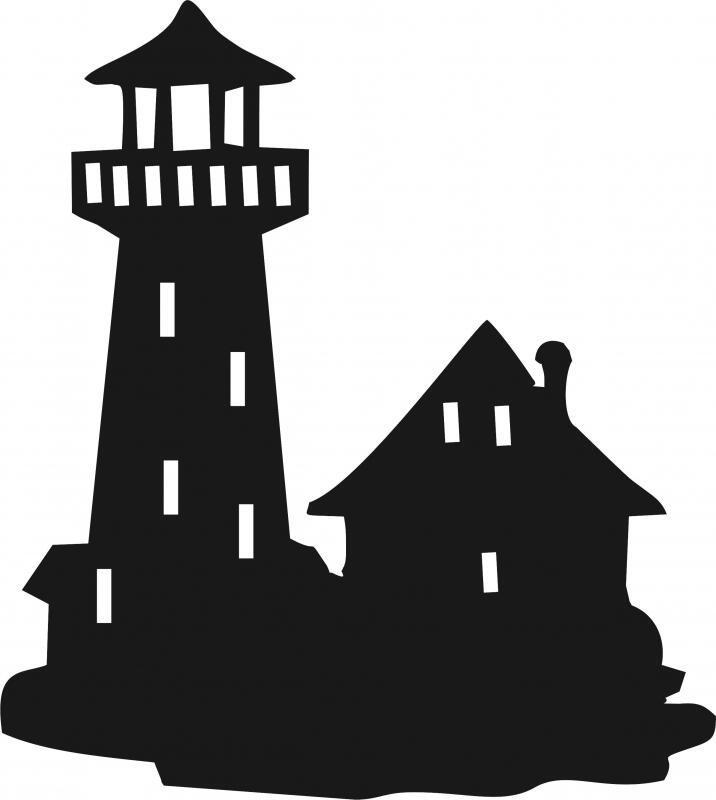 lighthouse w house silhouette laser cut appliques