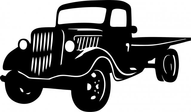 Antique Vintage Flat Bed Truck Silhouette Laser Cut Appliques