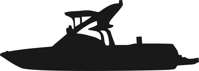 Ski Boat Silhouette Laser Cut Appliques